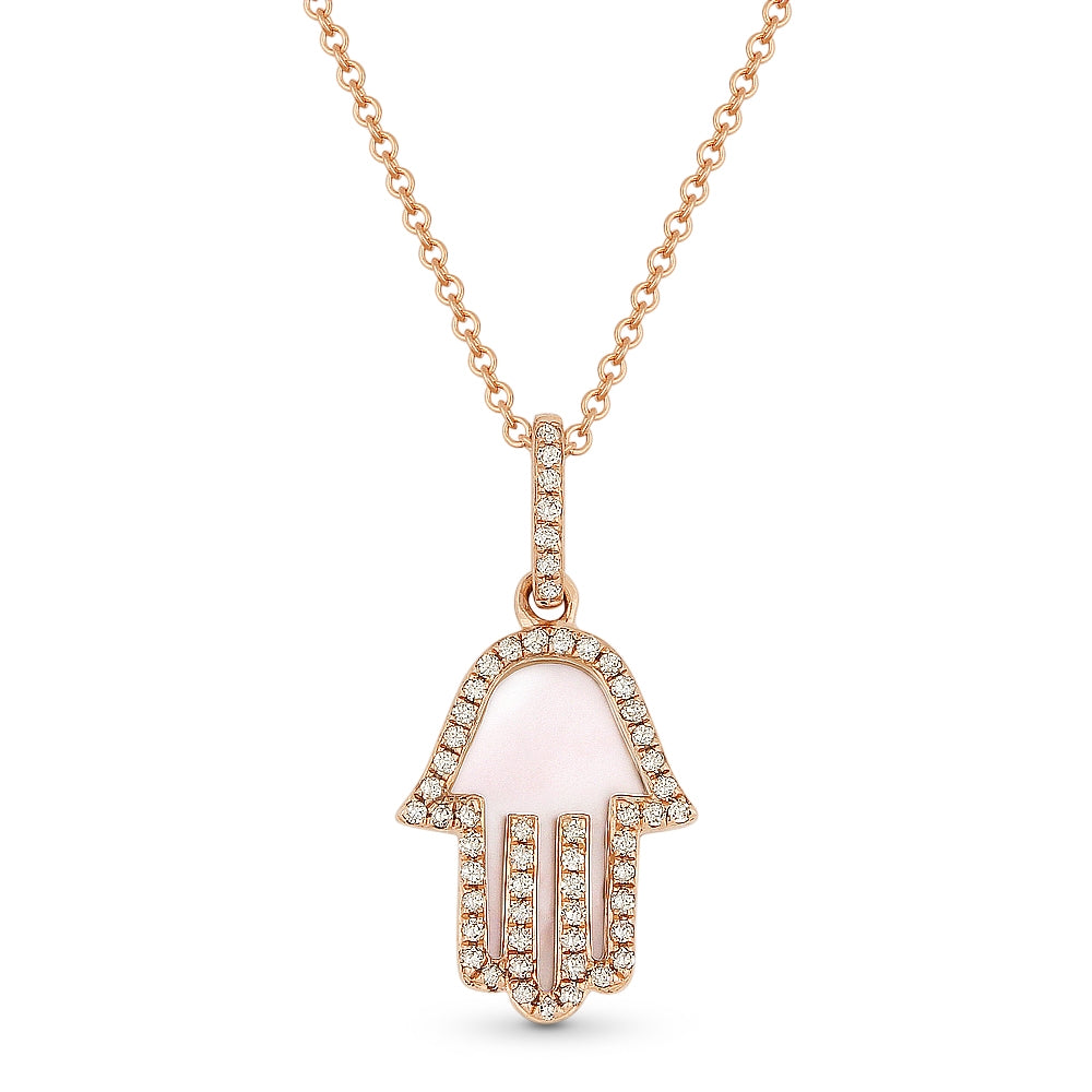 Madison L 14K Rose Gold Mother of Pearl Hamsa Pendant - style N1804MOPP