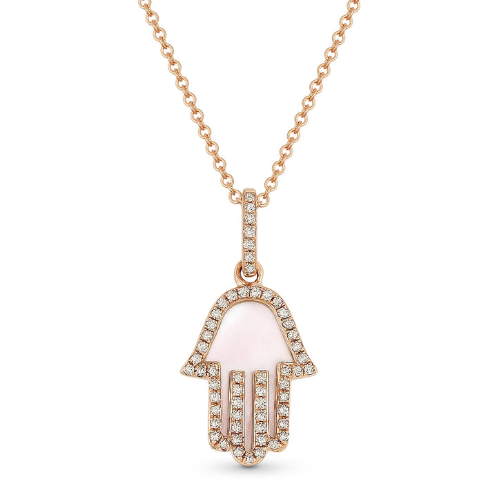 Madison L 14K Rose Gold Mother of Pearl Hamsa Pendant - style N1804MOPP