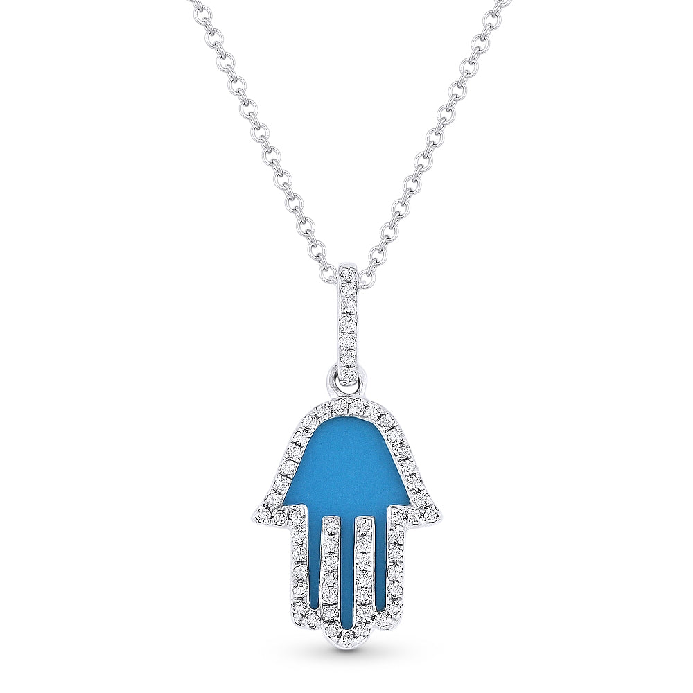 Madison L 14K White Gold Turquoise Hamsa Pendant - style N1804TQW