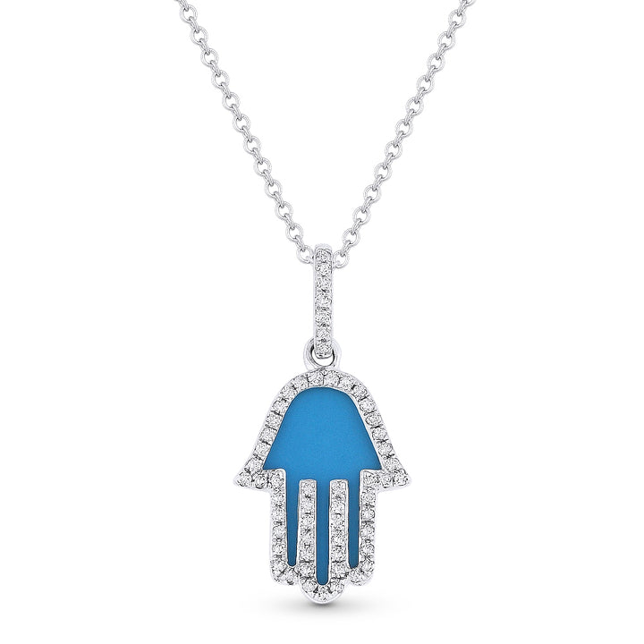 Madison L 14K White Gold Turquoise Hamsa Pendant - style N1804TQW