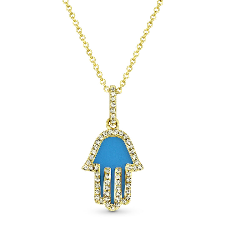 Madison L 14K Yellow Gold Turquoise Hamsa Pendant - style N1804TQY
