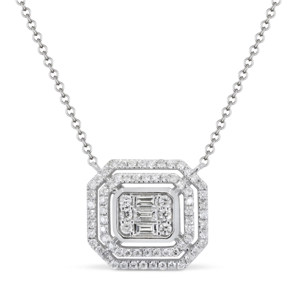 Madison L 14K White Gold Diamond Rectangle Necklace - style N1815W