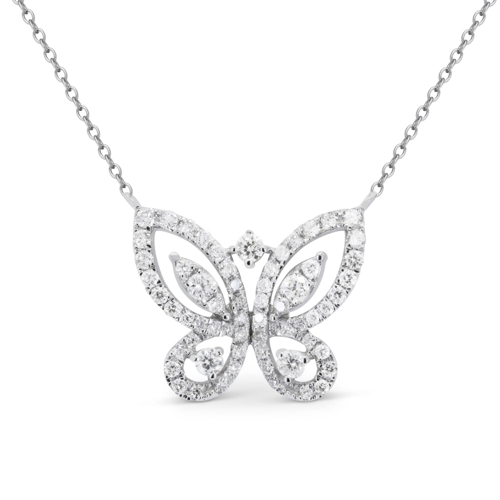 Madison L 14K White Gold Diamond Butterfly Necklace - style N1822W
