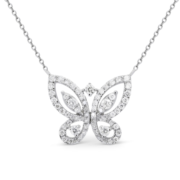 Madison L 14K White Gold Diamond Butterfly Necklace - style N1822W