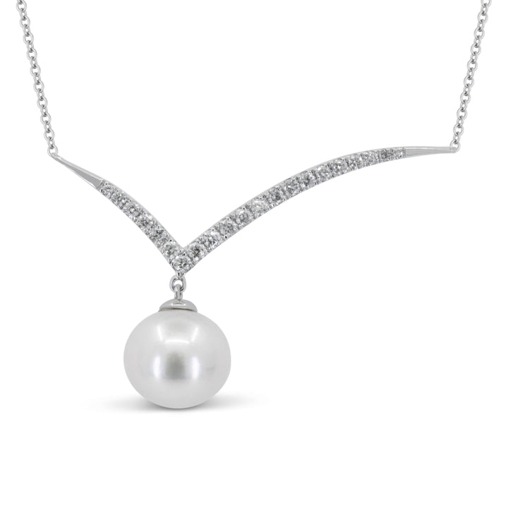 Madison L 14K White Gold Pearl Bar Necklace - style N1823PEW