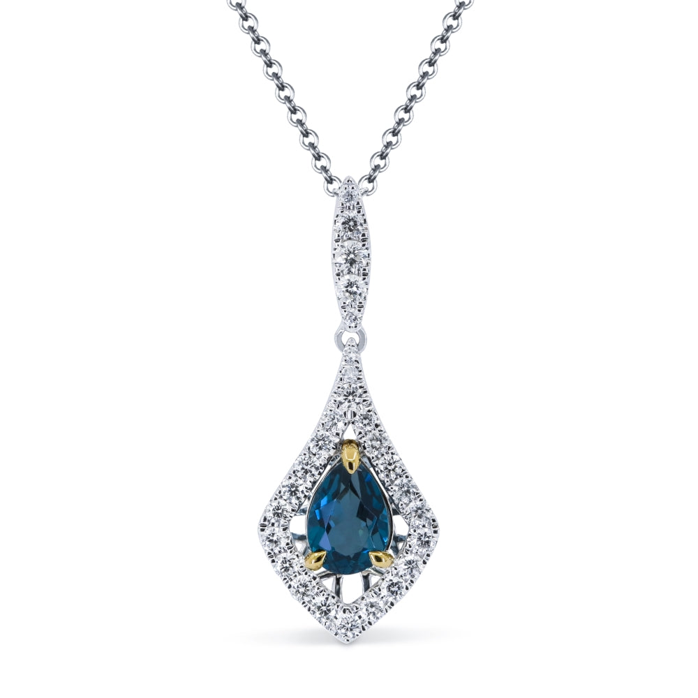 Madison L 14K Two Tone Gold London Blue Topaz Pendant - style N1825LBTWY