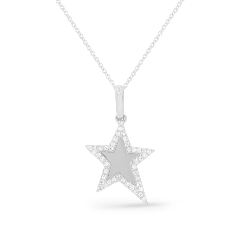 Madison L 14K White Gold Mother of Pearl Star Pendant - style N1830MOPW