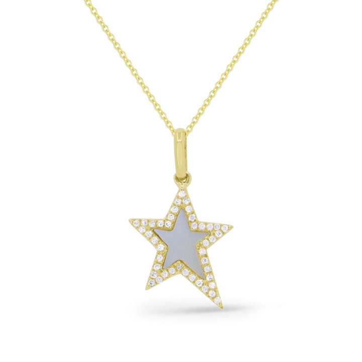 Madison L 14K Yellow Gold Mother of Pearl Star Pendant - style N1830MOPY