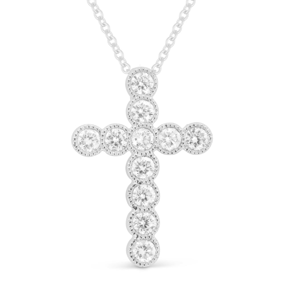 Madison L 14K White Gold Diamond Crucifix Cross Pendant - style N1832W