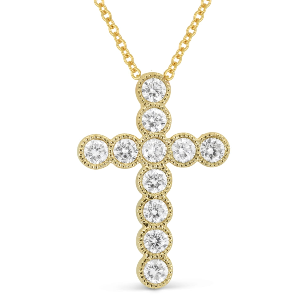 Madison L 14K Yellow Gold Diamond Crucifix Cross Pendant - style N1832Y