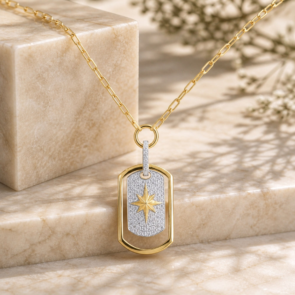 N1836 - 14K Two Tone Gold Diamond Necklace