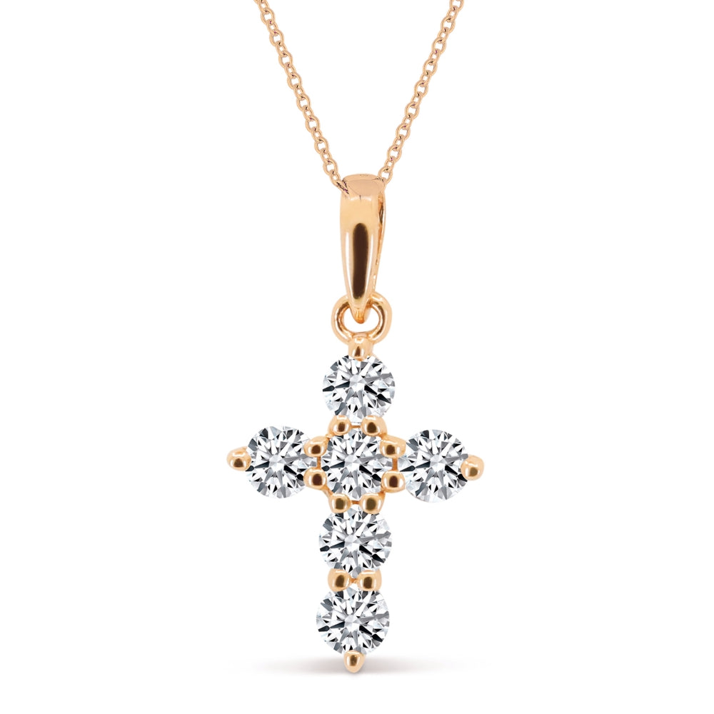 Madison L 14K Rose Gold Diamond Crucifix Cross Pendant - style N1840P