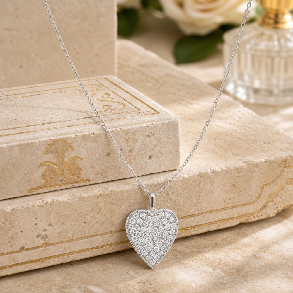 N1843 - 14K Gold Diamond Heart Pendant