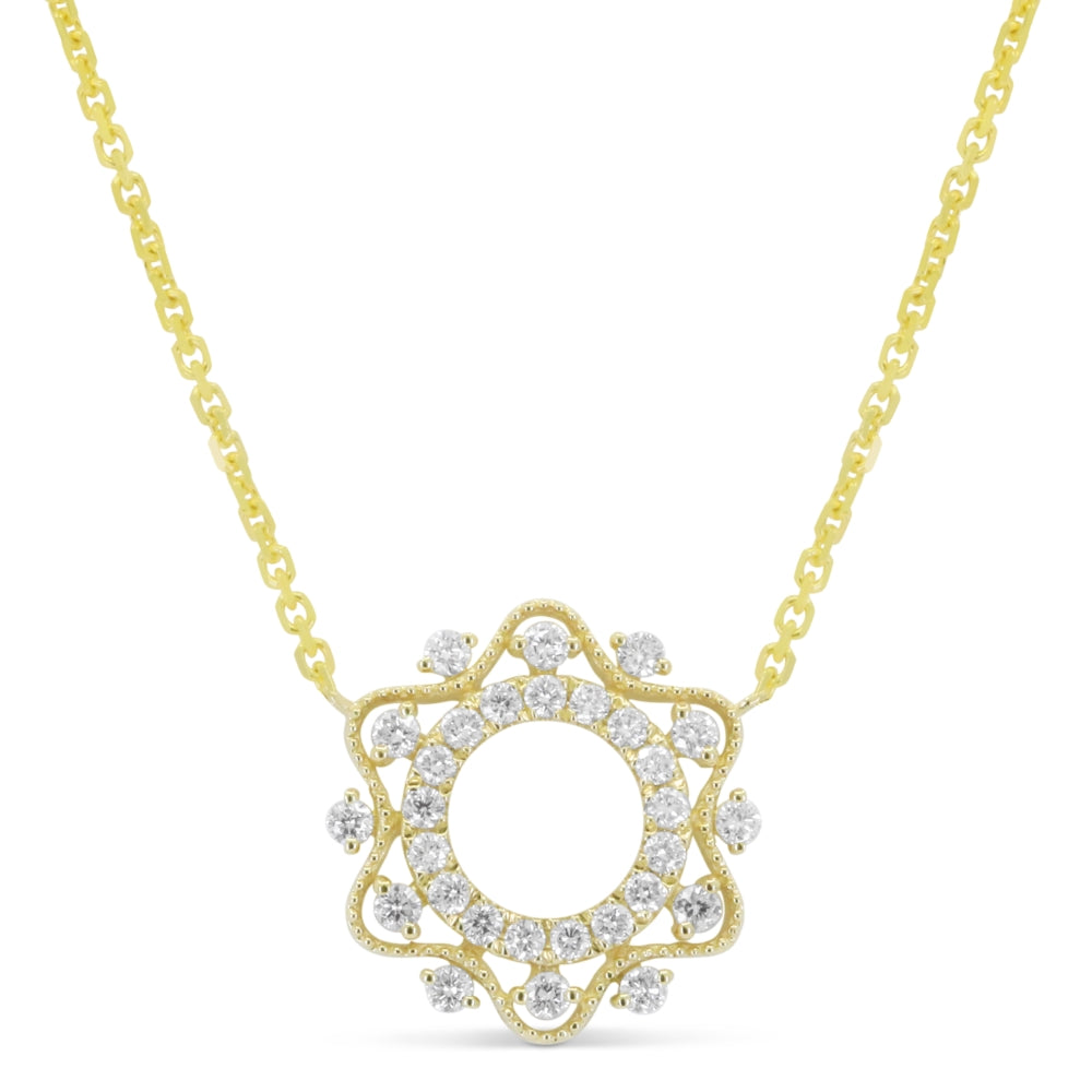 Madison L 14K Yellow Gold Diamond Round Necklace - style N1845Y
