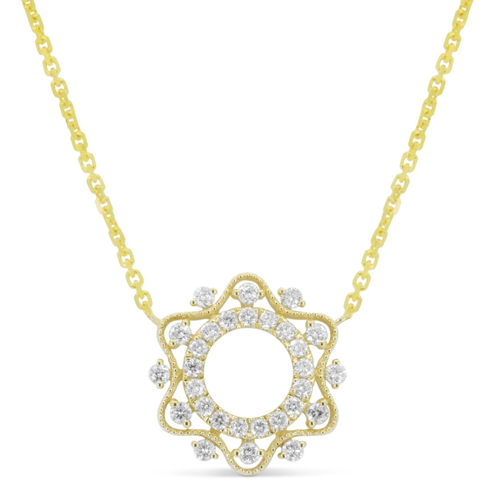 Madison L 14K Yellow Gold Diamond Round Necklace - style N1845Y