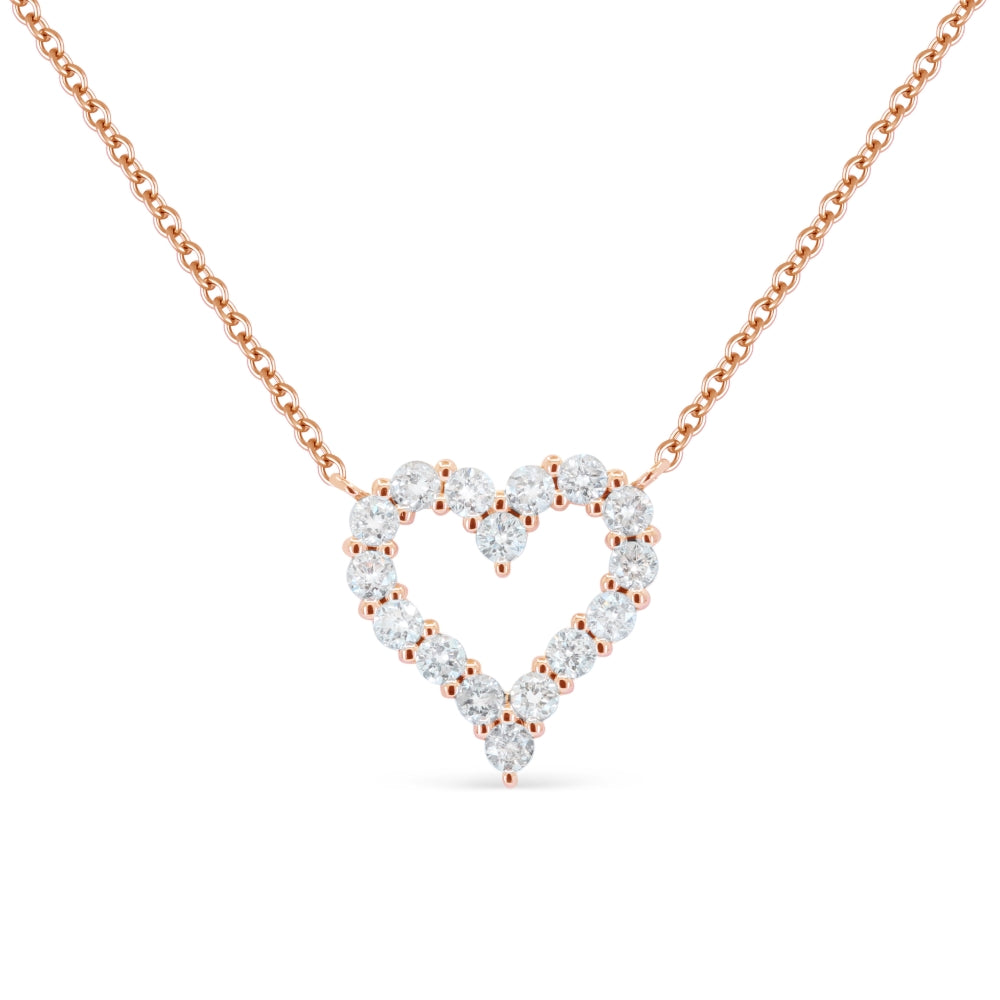 Madison L 14K Rose Gold Diamond Heart Necklace - style N1848P-0.50CT