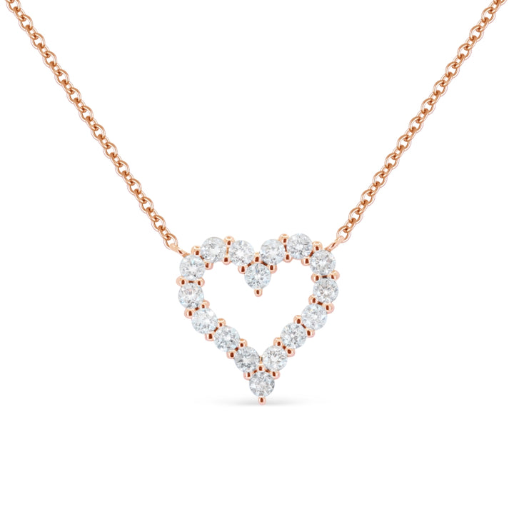 Madison L 14K Rose Gold Diamond Heart Necklace - style N1848P-0.50CT