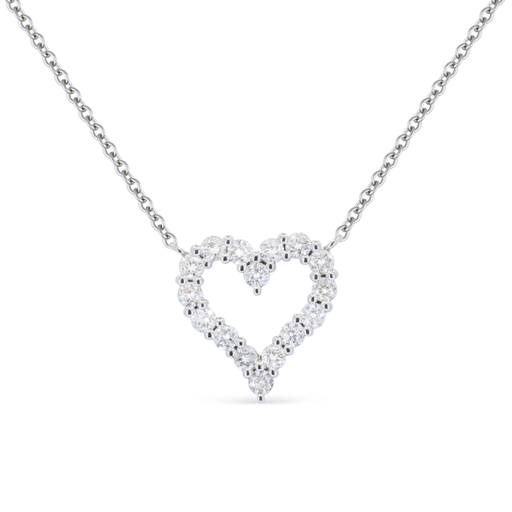 Madison L 14K White Gold Diamond Heart Necklace - style N1848W-0.50CT