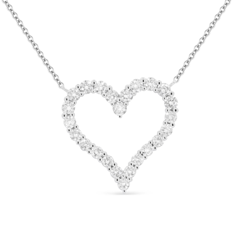 Madison L 14K White Gold Diamond Heart Necklace - style N1848W-1.00CT