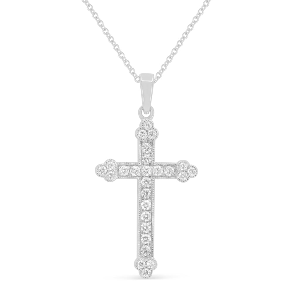 Madison L 14K White Gold Diamond Crucifix Cross Pendant - style N1854W-0.33CT