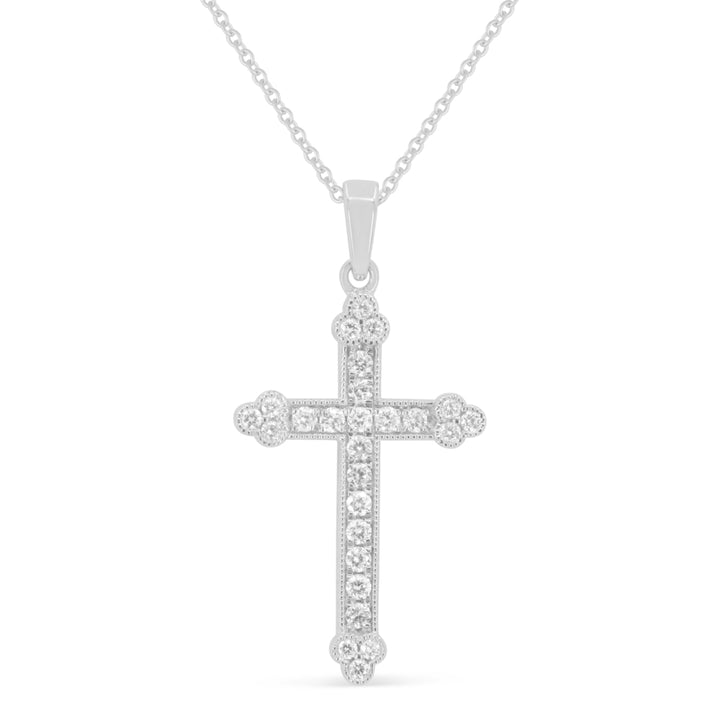 Madison L 14K White Gold Diamond Crucifix Cross Pendant - style N1854W-0.33CT