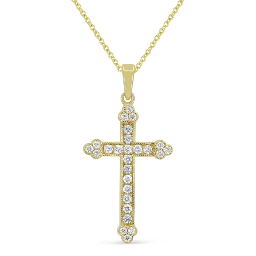 Madison L 14K Yellow Gold Diamond Crucifix Cross Pendant - style N1854Y-0.33CT