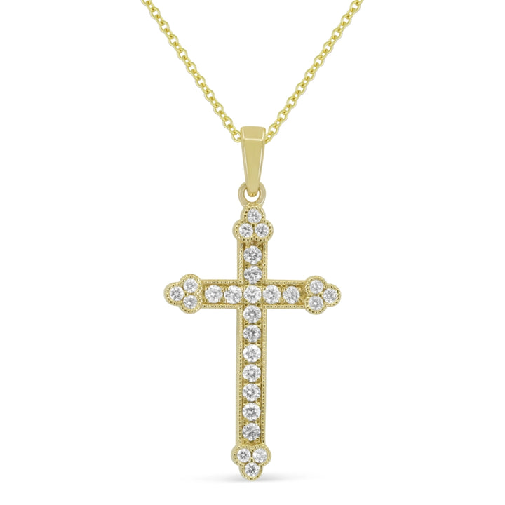 Madison L 14K Yellow Gold Diamond Crucifix Cross Pendant - style N1854Y-0.33CT