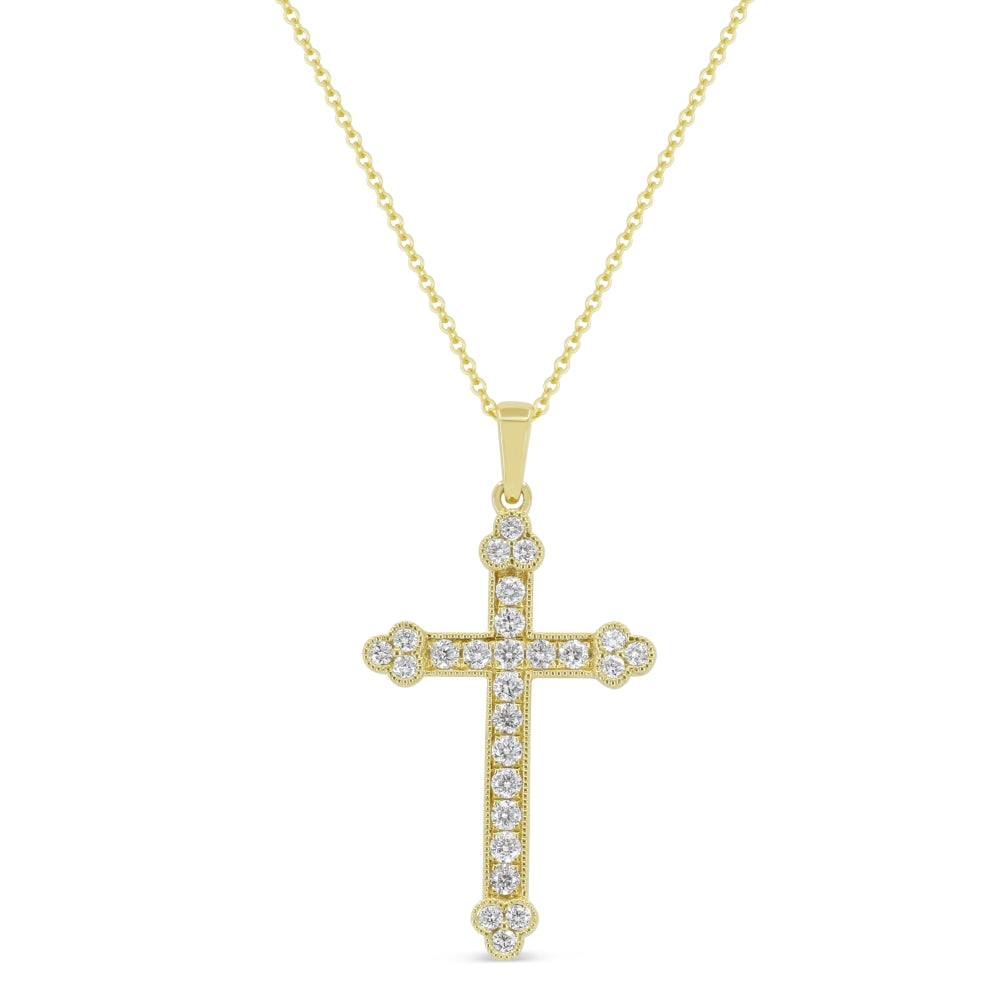 Madison L 14K Yellow Gold Diamond Crucifix Cross Pendant - style N1854Y-0.50CT