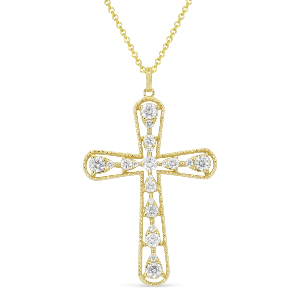 Madison L 14K Yellow Gold Diamond Crucifix Cross Pendant - style N1855Y