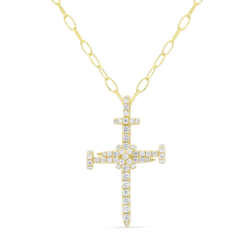 Madison L 14K Yellow Gold Diamond Crucifix Cross Pendant - style N1856Y