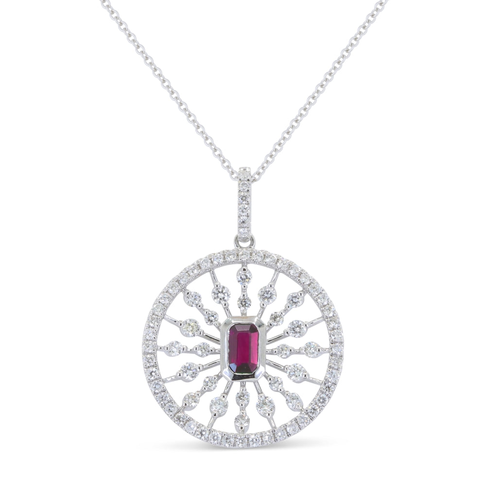 Madison L 14K White Gold Ruby Round Pendant - style N1859RUW