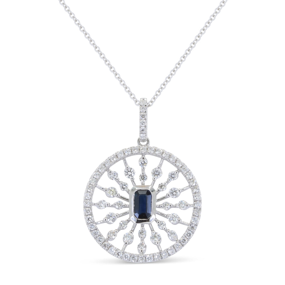 Madison L 14K White Gold Sapphire Round Pendant - style N1859SAW