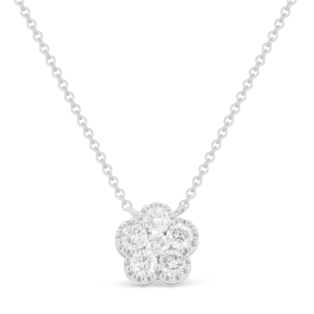 Madison L 14K White Gold Diamond Flower Necklace - style N1864W