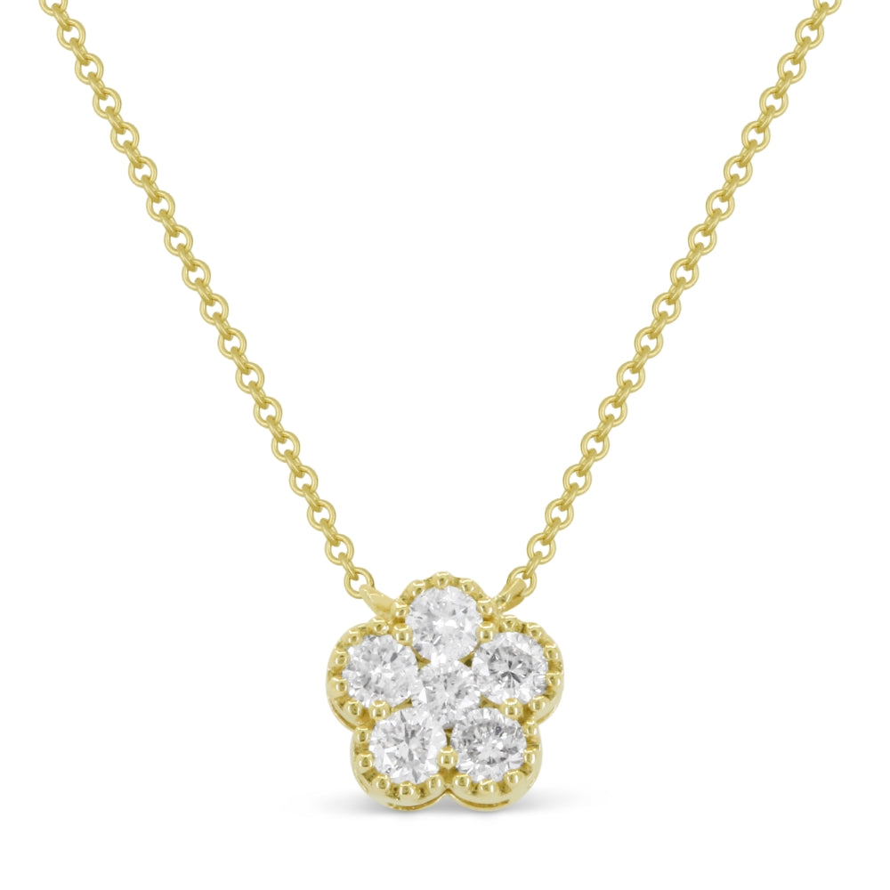Madison L 14K Yellow Gold Diamond Flower Necklace - style N1864Y