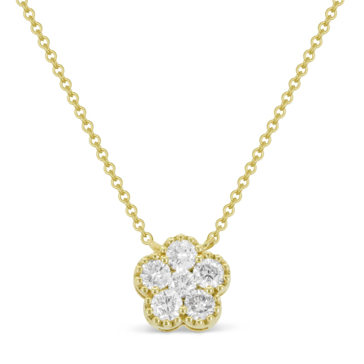 Madison L 14K Yellow Gold Diamond Flower Necklace - style N1864Y