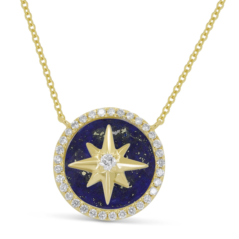 Madison L 14K Yellow Gold Lapis Lazuli Star Necklace - style N1865LAPY