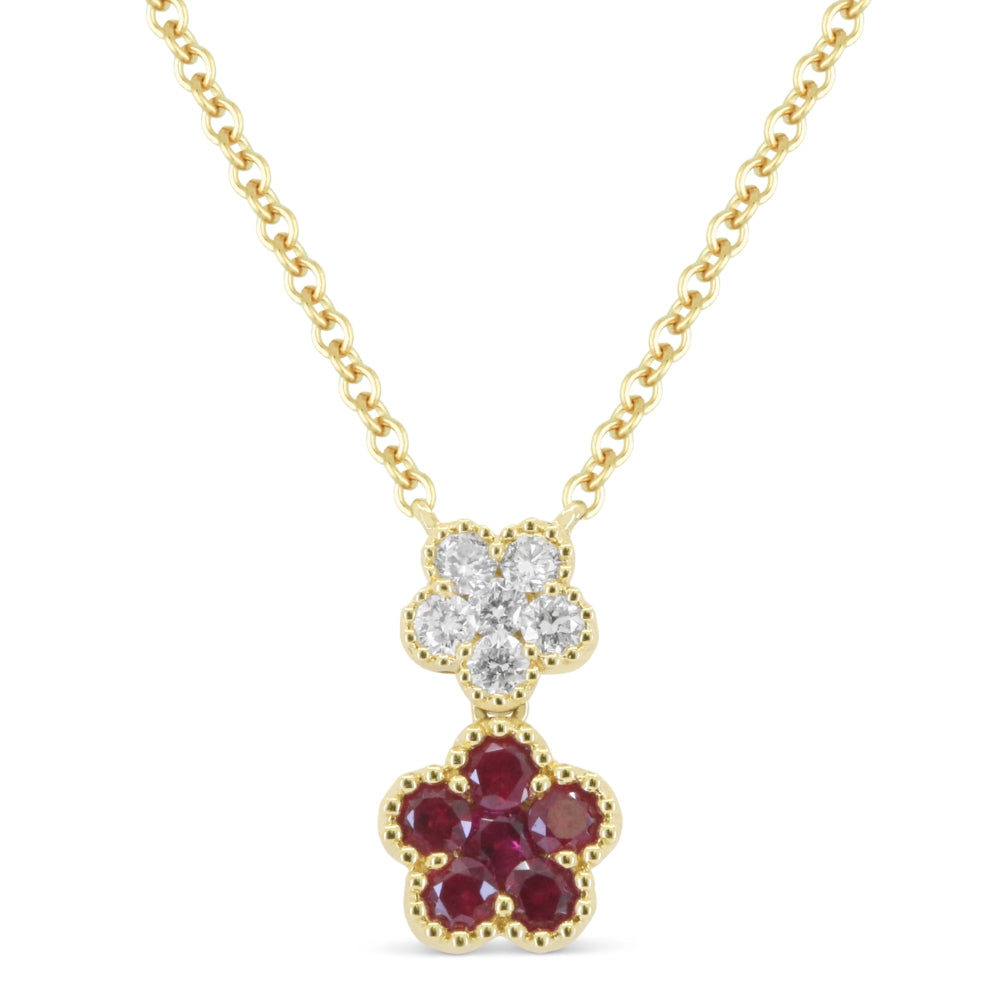 Madison L 18K Yellow Gold Ruby Flower Pendant - style N1867RUY