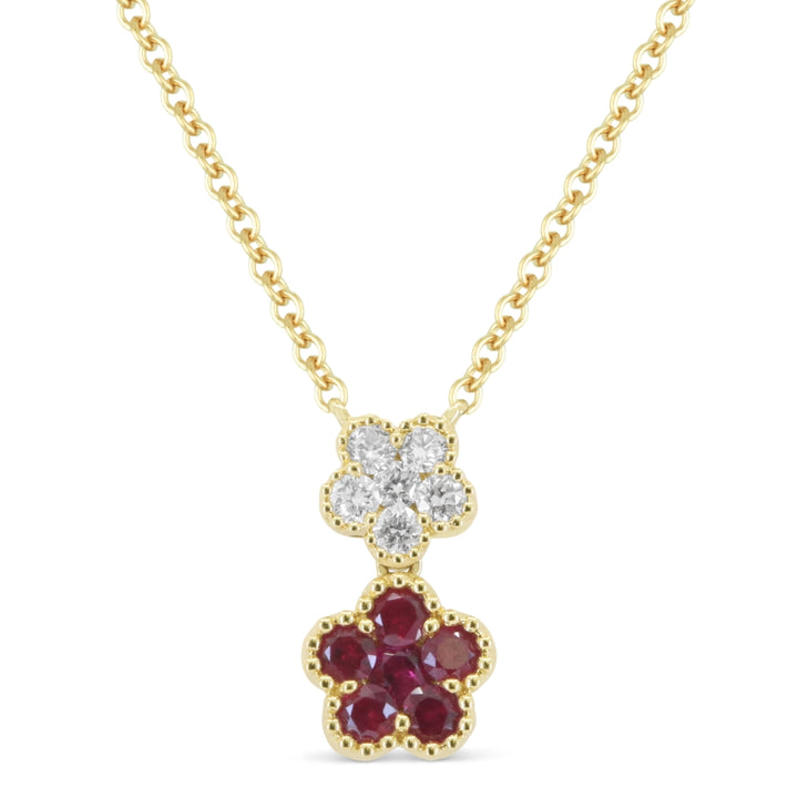 Madison L 18K Yellow Gold Ruby Flower Pendant - style N1867RUY