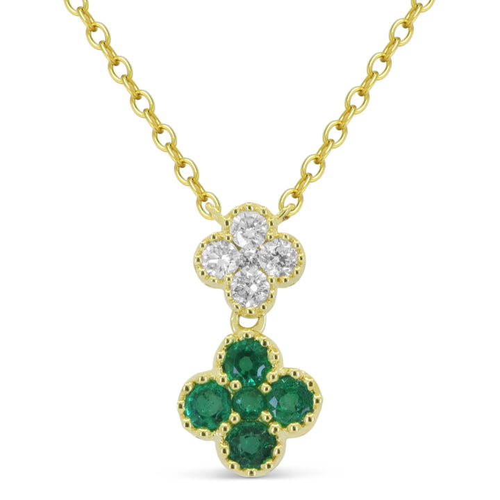 Madison L 18K Yellow Gold Emerald Flower Pendant - style N1868EMY
