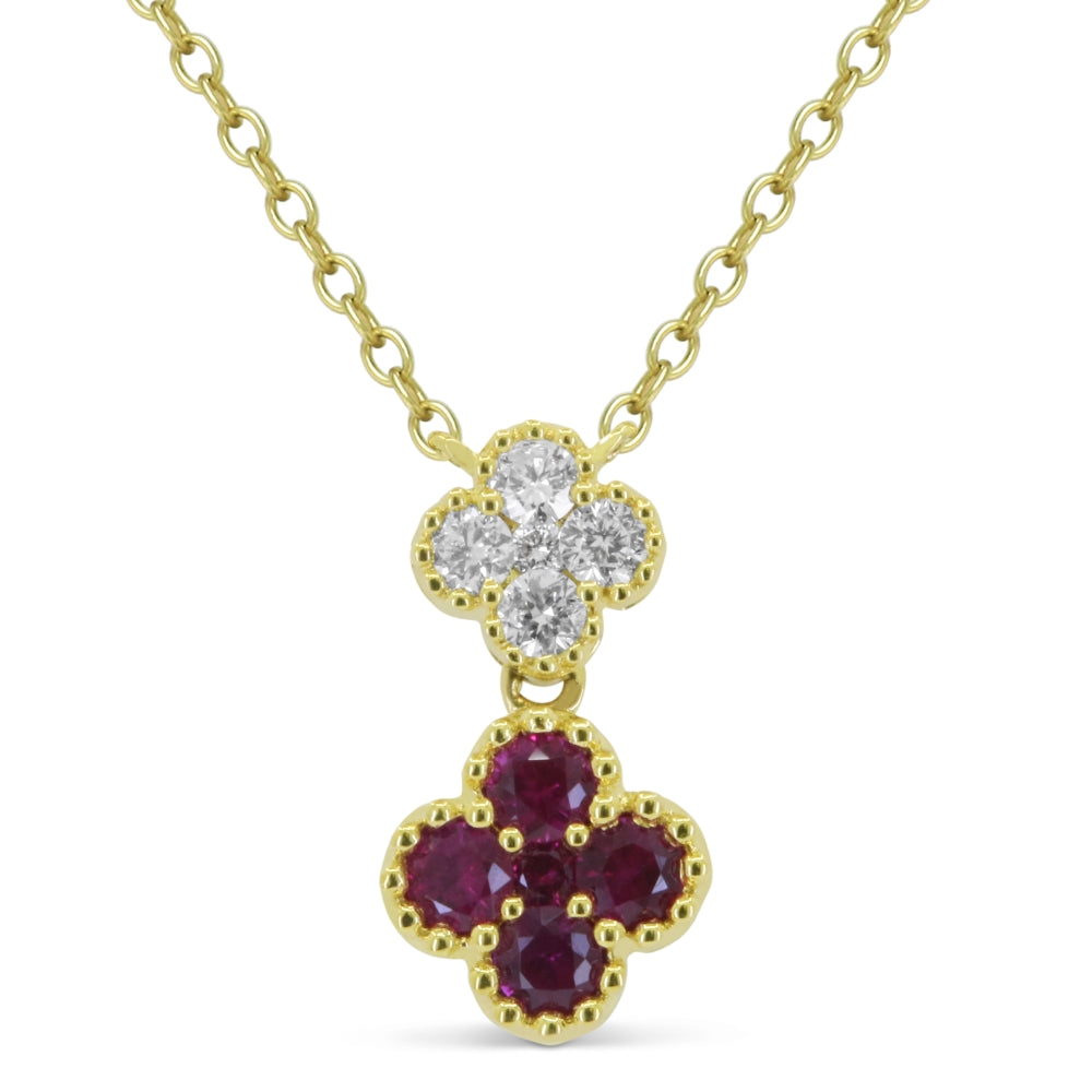 Madison L 18K Yellow Gold Ruby Flower Pendant - style N1868RUY