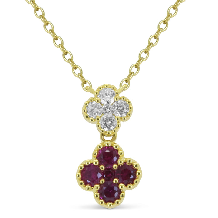 Madison L 18K Yellow Gold Ruby Flower Pendant - style N1868RUY