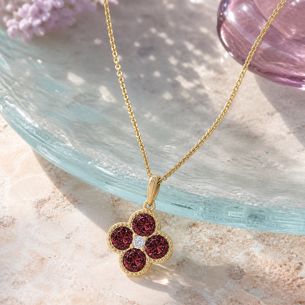Madison L 14K Yellow Gold Garnet Flower Pendant - style N1871GAY