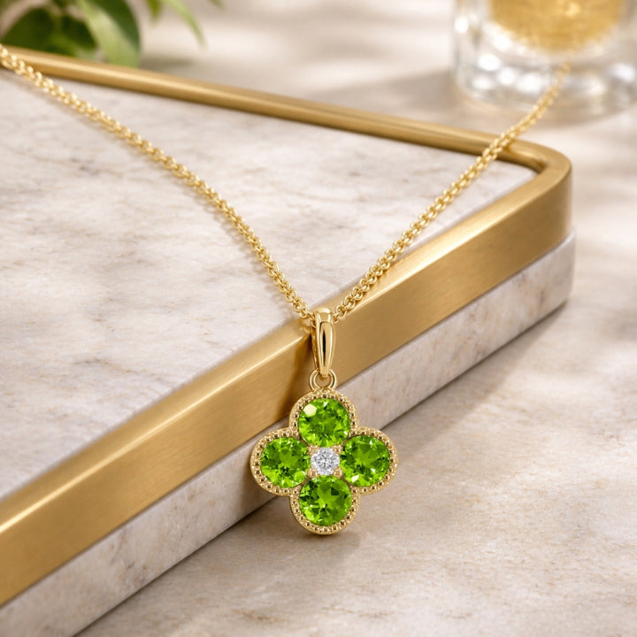 Madison L 14K Yellow Gold Peridot Flower Pendant - style N1871PRY