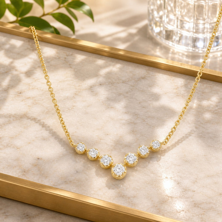 N1879 - 14K Gold Diamond Bar Necklace