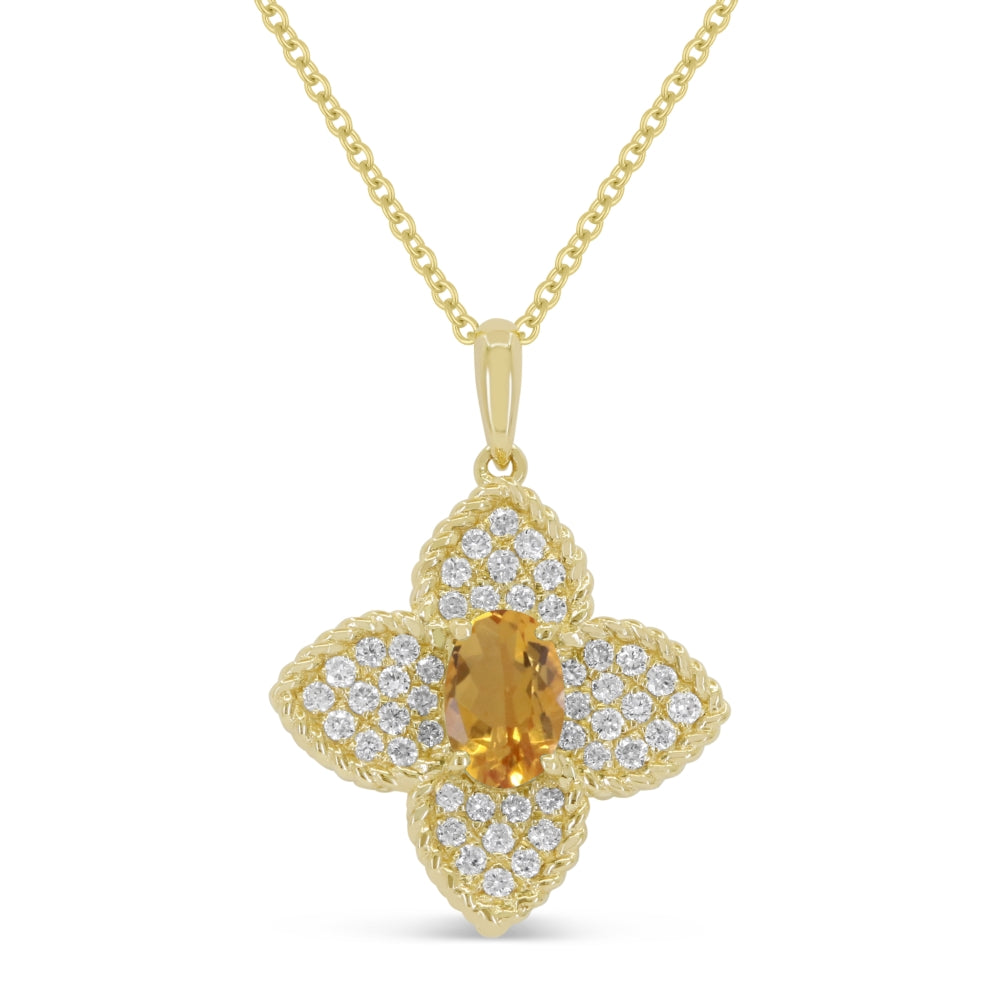 Madison L 14K Yellow Gold Citrine Flower Pendant - style N1880CTY
