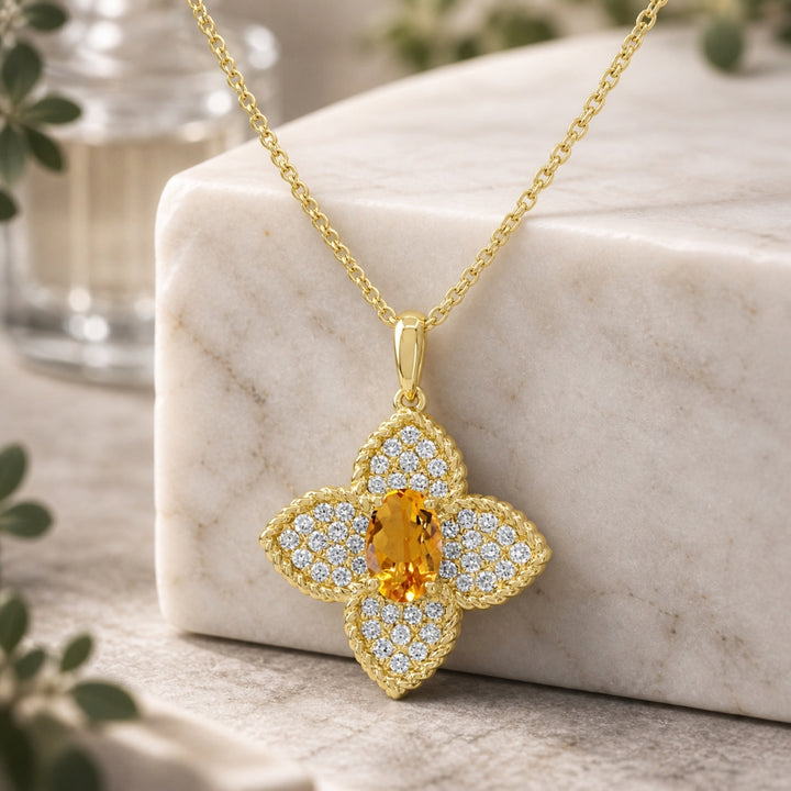 N1880 - 14K Yellow Gold Flower Pendant