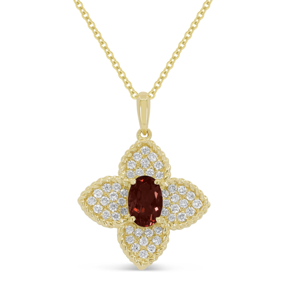 Madison L 14K Yellow Gold Garnet Flower Pendant - style N1880GAY