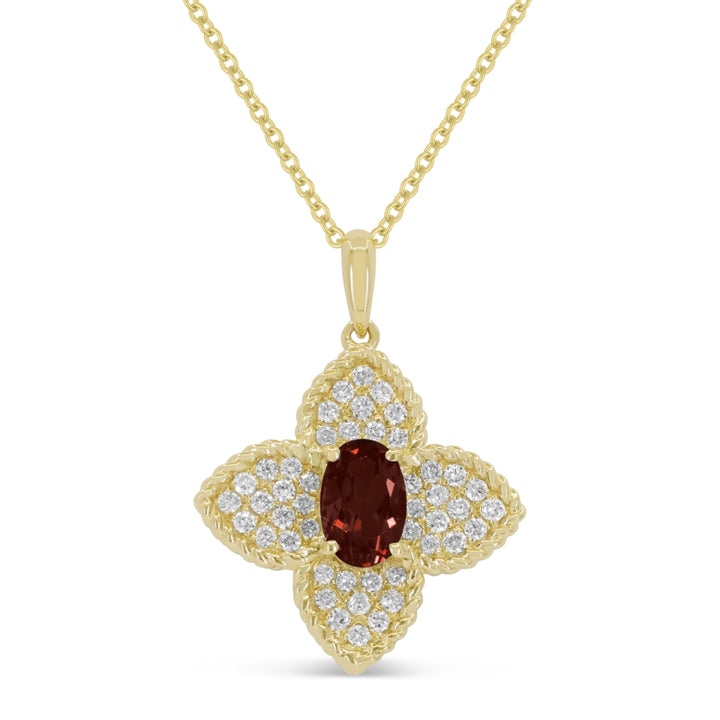 Madison L 14K Yellow Gold Garnet Flower Pendant - style N1880GAY