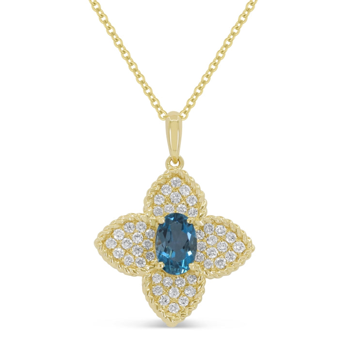Madison L 14K Yellow Gold London Blue Topaz Flower Pendant - style N1880LBTY