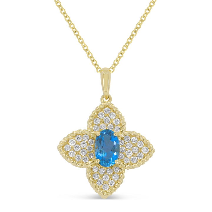 Madison L 14K Yellow Gold Swiss Blue Topaz Flower Pendant - style N1880SWBTY